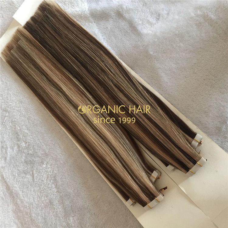 Double drawn piano color 100% virgin human tape in hair A158